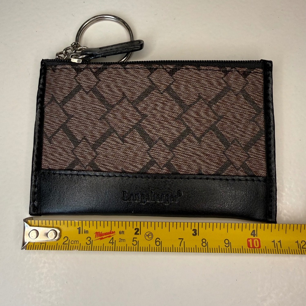 NEW Longaberger Signature Medium Cosmetic Bag and Coin Purse Set Brown Black - Picture 8 of 8